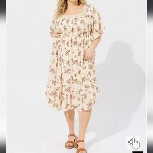 Torrid Floral Gauze Peasant Dress - Size 2 (2X / 18-20)